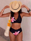 Swim Vcay Women's Summer Blue Halter Sexy Beach Vacation Bikini Swimsuit 2 Pieces Set