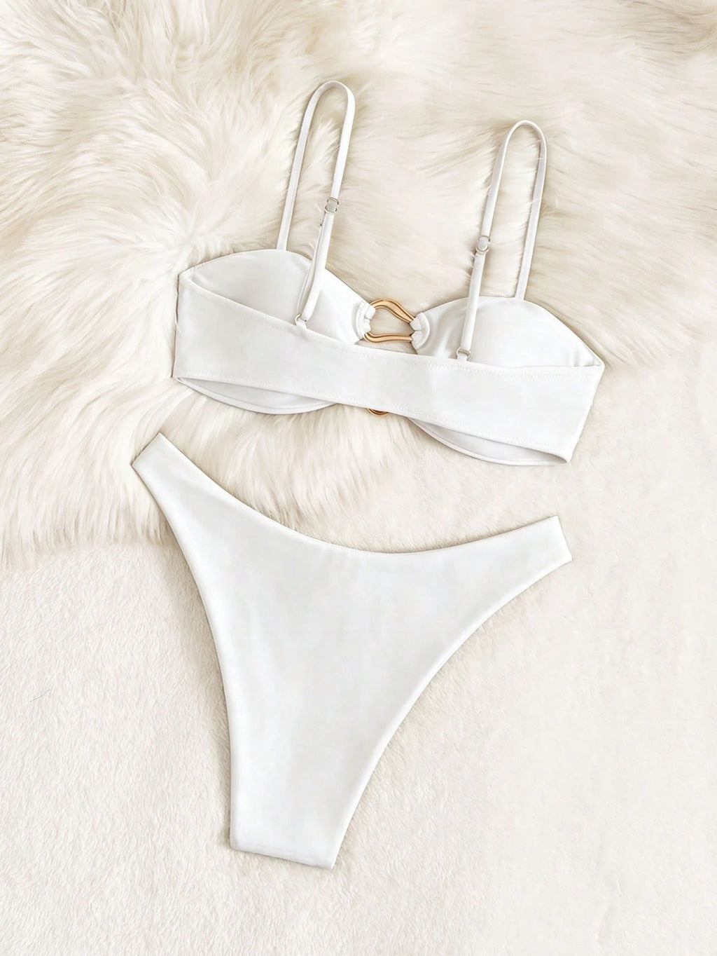 2026 Women's New Elegant Backless Hollow Out Spaghetti Strap Bikini Set Vacation