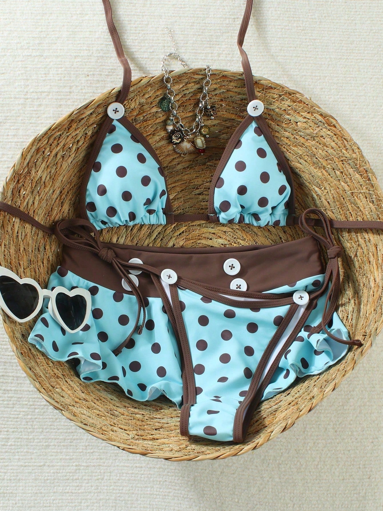 Women's Backless Polka Dot Bikini 2026 Spring Summer, High Elasticity