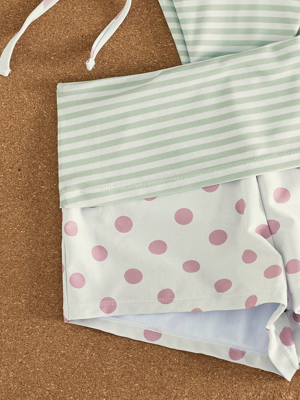 3pcs Women's Swimwear Set For Spring & Summer, Polka Dot & Striped