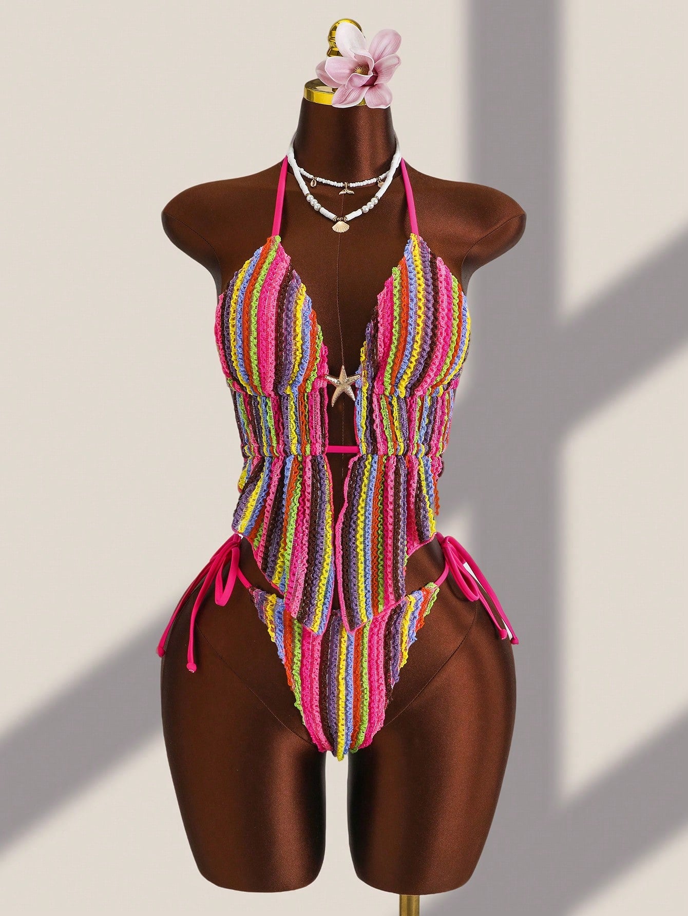 Swim SXY Swim Glamine-D Women's Jacquard Fabric Halter Tie Swimwear Set, Spring/Summer - image 19