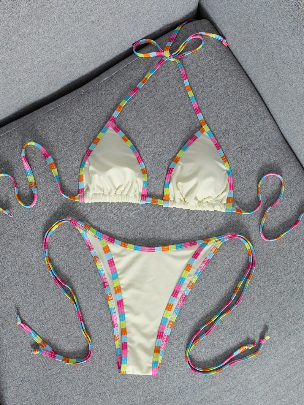 Women's Polka Dot Sexy Bikini Set Set, Halter Tie Back Swimwear, High