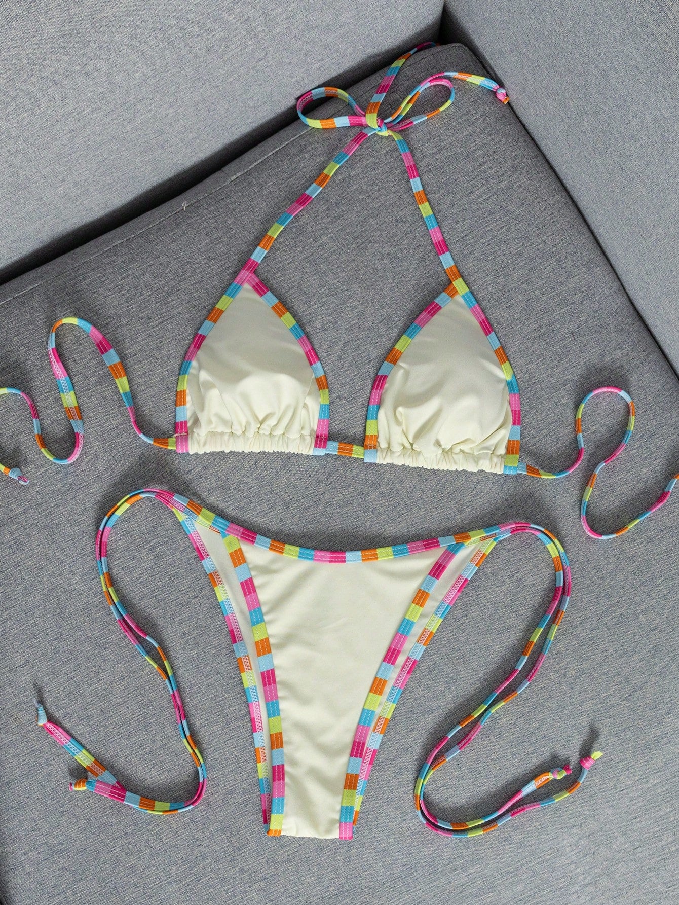 Women's Polka Dot Sexy Bikini Set Set, Halter Tie Back Swimwear, High