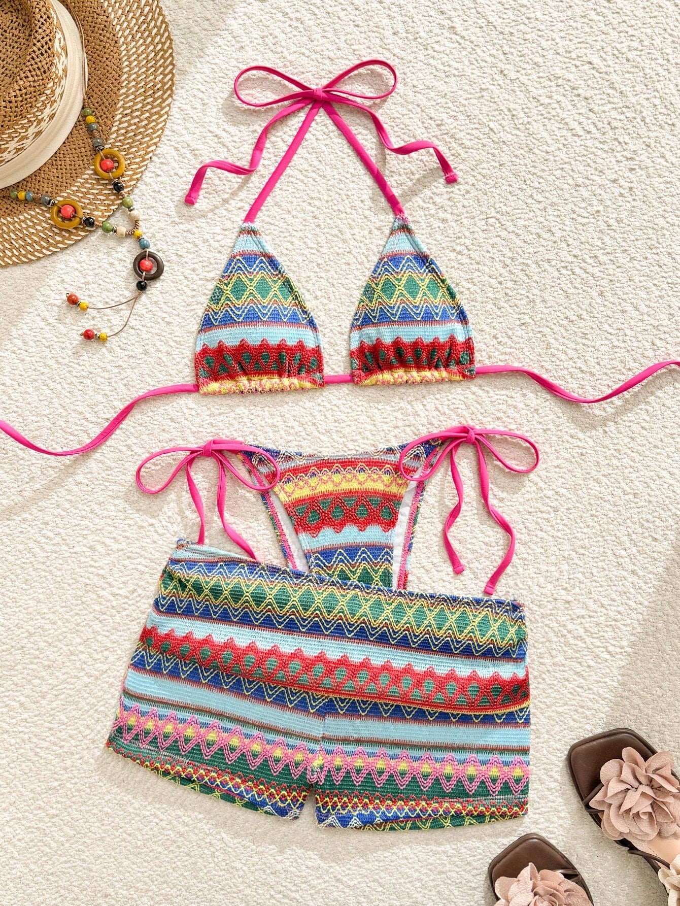 Vaytide Summer New Textured Vintage Fabric Beach Sexy Backless Tie