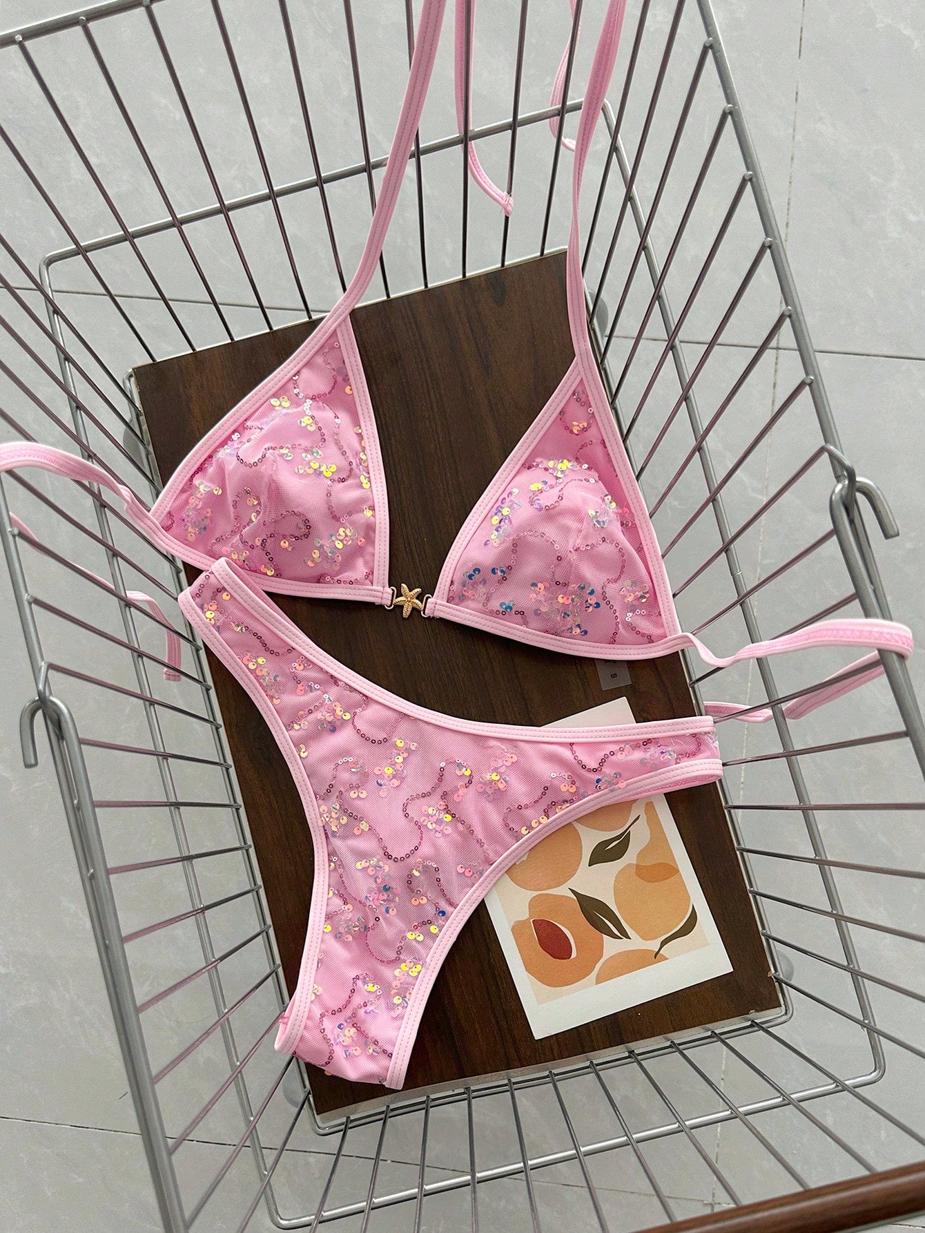 Swim Vcay Spring/Summer Solid Color Triangle Wireless Halter Backless