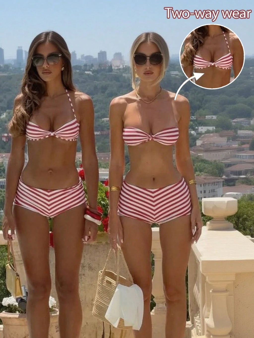 Swim SXY Women's Striped Sexy Bikini Two Pieces Swimwear, Suitable