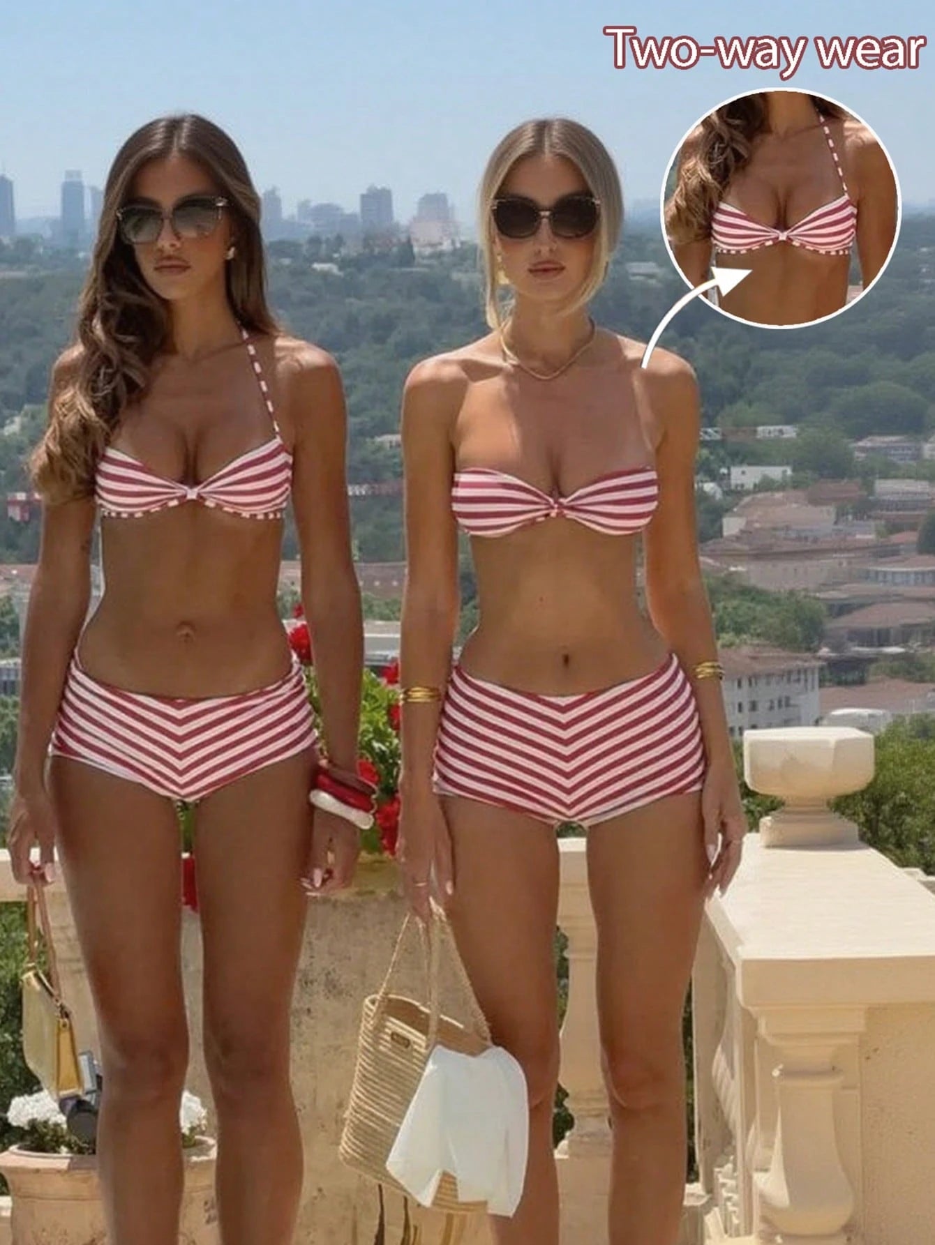 Swim SXY Women's Striped Sexy Bikini Two Pieces Swimwear, Suitable