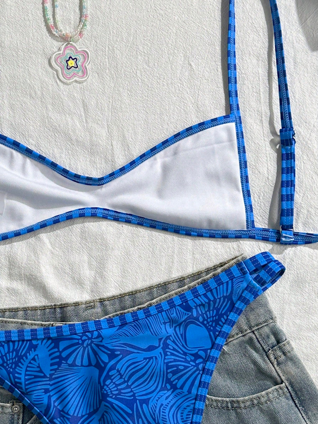 Swim Mod Women's Spaghetti Strap Orange Floral Print Sexy Beach