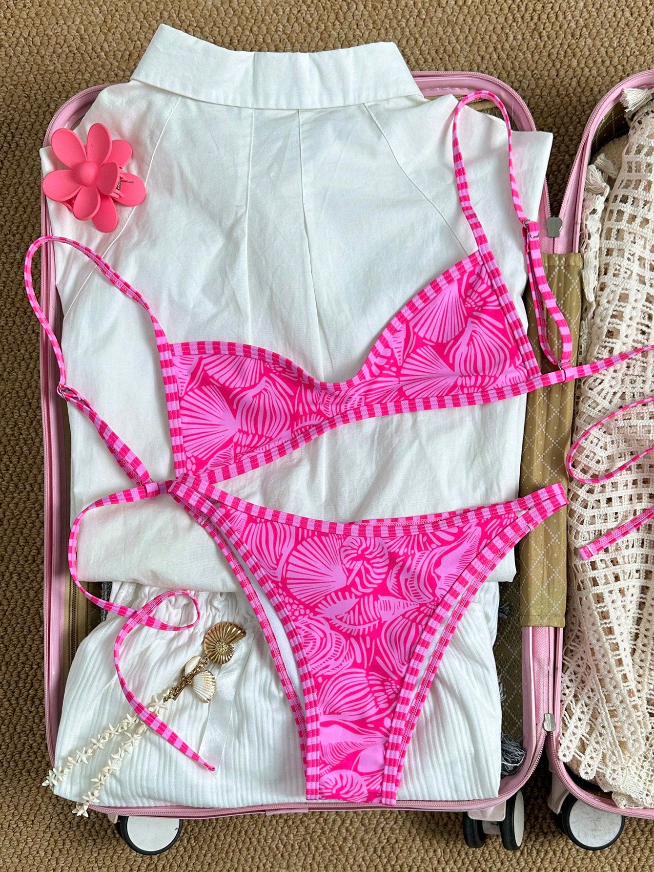 Swim Mod Women's Spaghetti Strap Orange Floral Print Sexy Beach