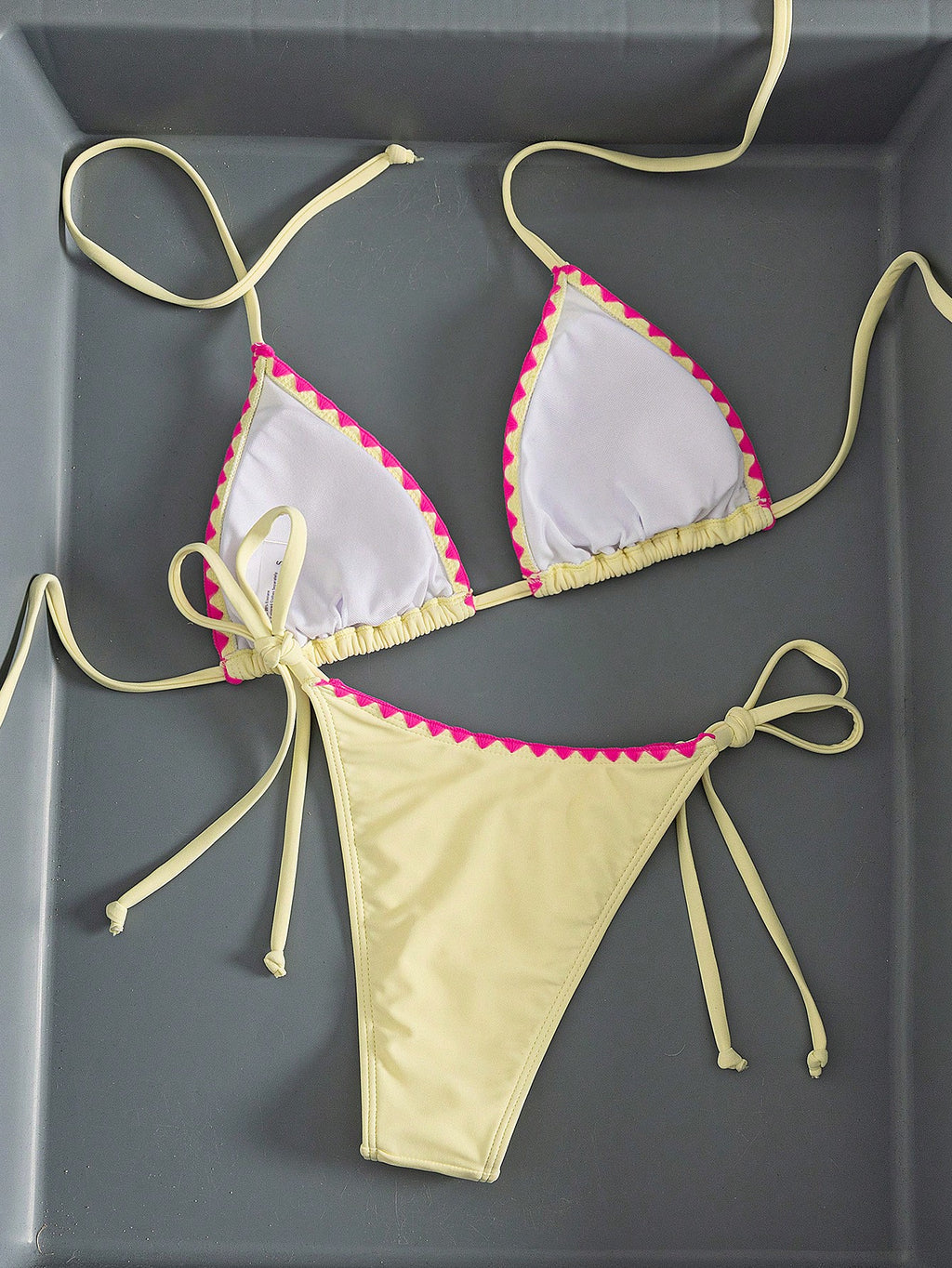 Women's Solid Color Reinforced Stitching Halter Tie Two Pieces