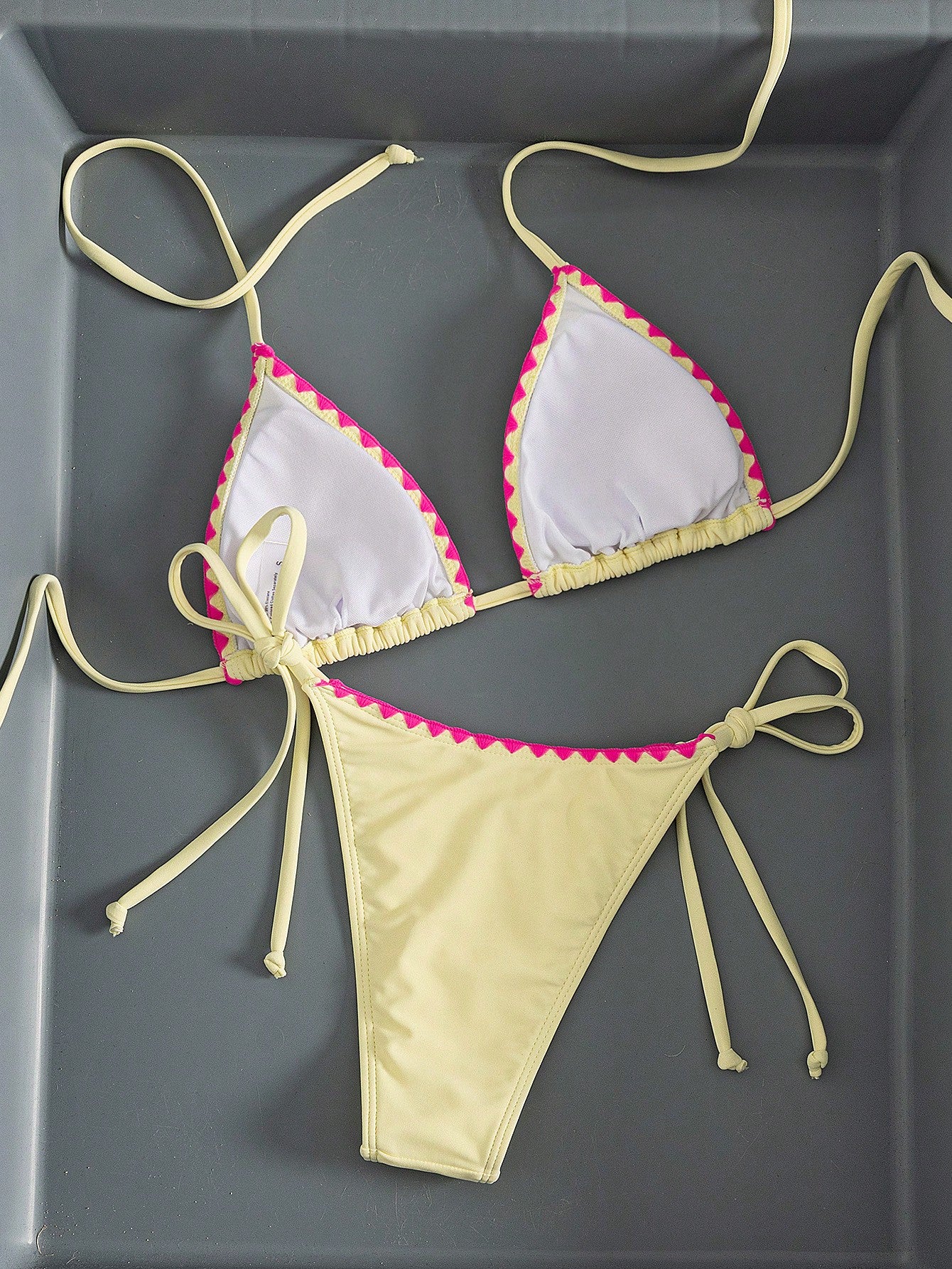 Women's Solid Color Reinforced Stitching Halter Tie Two Pieces