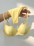 Bikinx Women's Solid Color Shell-Shaped Cup Bikini Set With Spaghetti