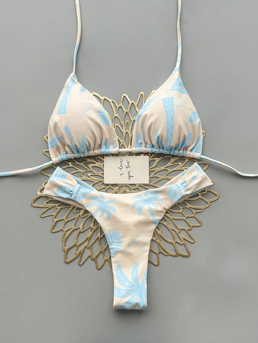 2pcs Casual Cute Elegant Sexy Bohemian Floral Tie-Up Braided Bikini