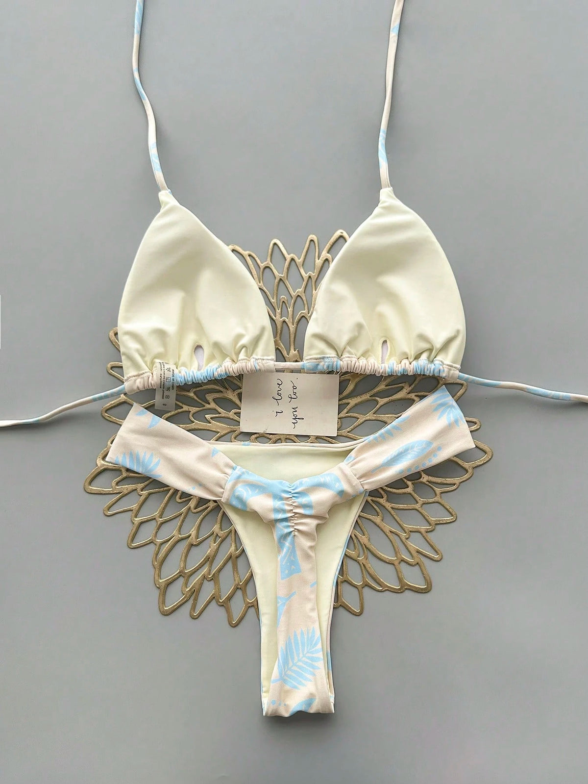 2pcs Casual Cute Elegant Sexy Bohemian Floral Tie-Up Braided Bikini Swimwear, Beach Vacation, Spring/Summer - image 14
