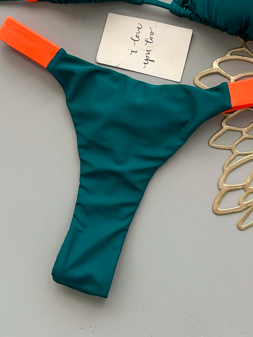 Contrast Color Tie-Neck Backless Bikini Set Vacation Beach Summer