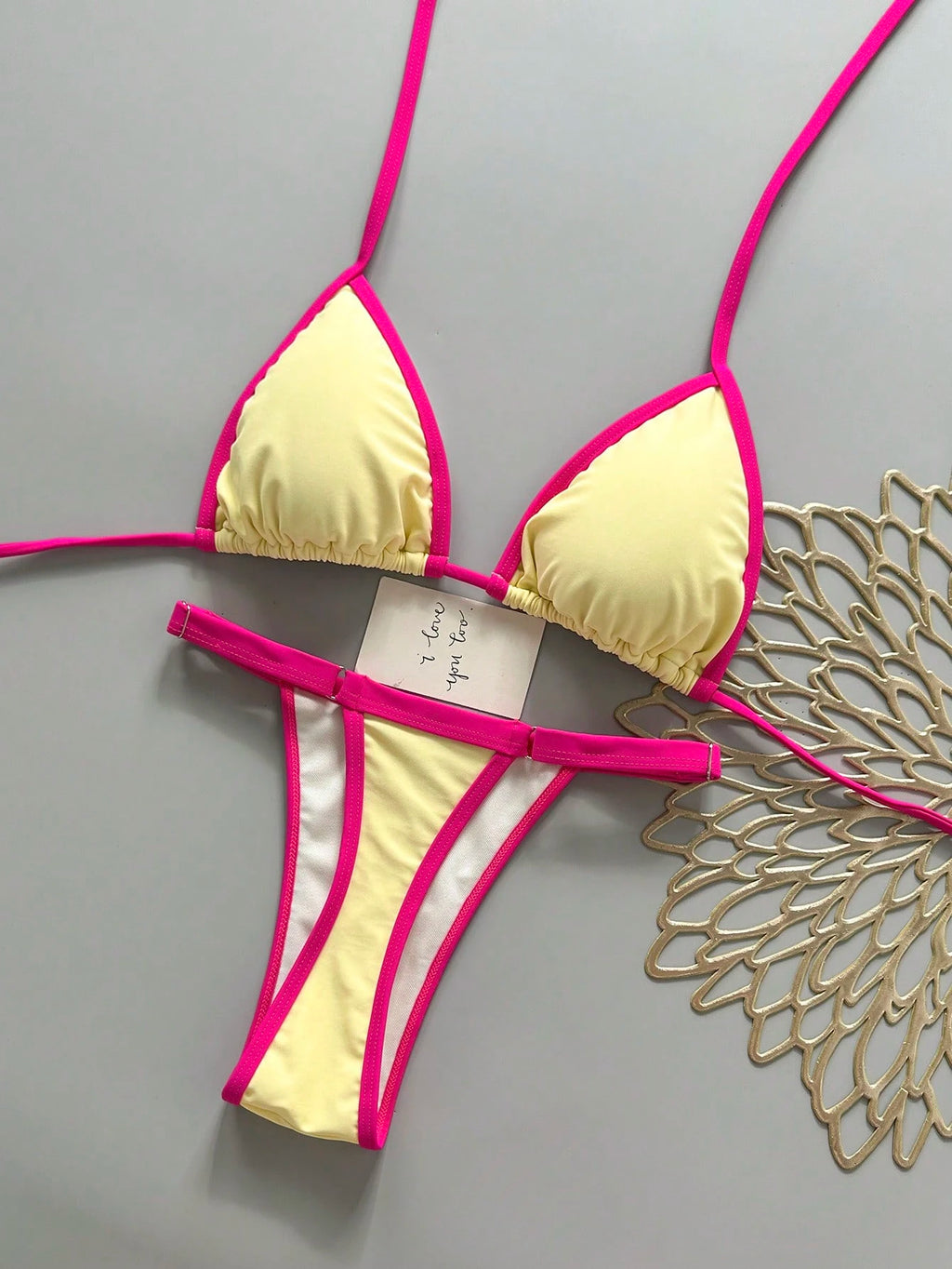 2pcs Casual Elegant Sexy Bohemian Floral Print Tie-Up Braided Bikini