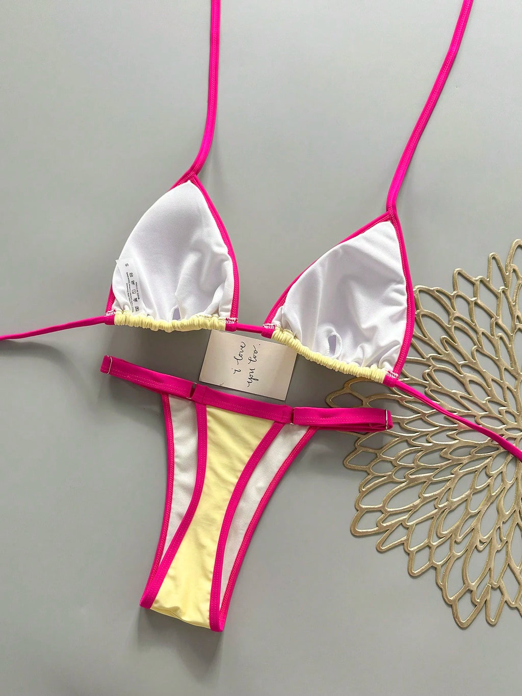 2pcs Casual Elegant Sexy Bohemian Floral Print Tie-Up Braided Bikini