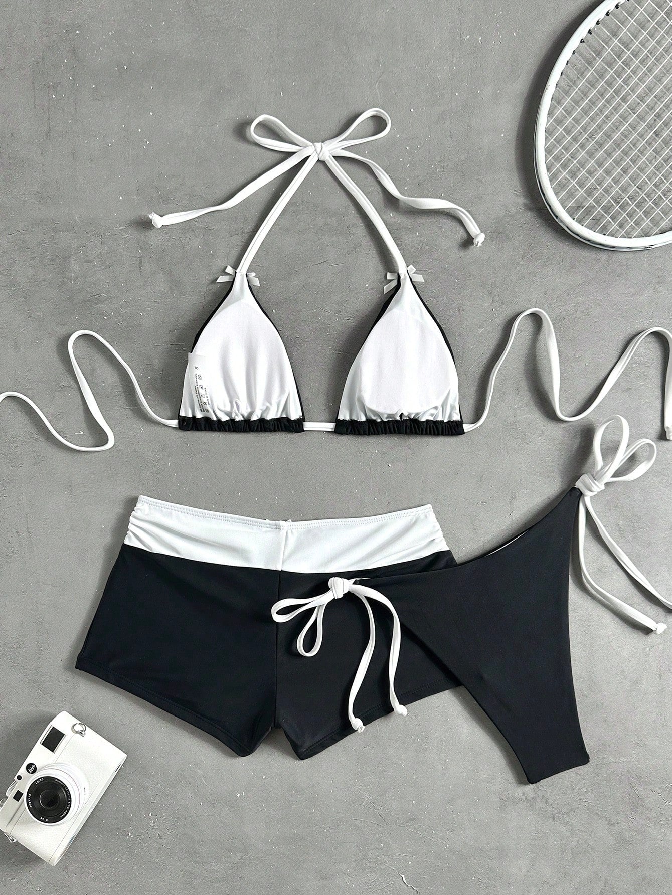 Swim Mod Women's 26SS Spring/Summer New Dual-Color Print V-Neck Backless Triangle Top Tie-Side Bikini Bottoms - image 15
