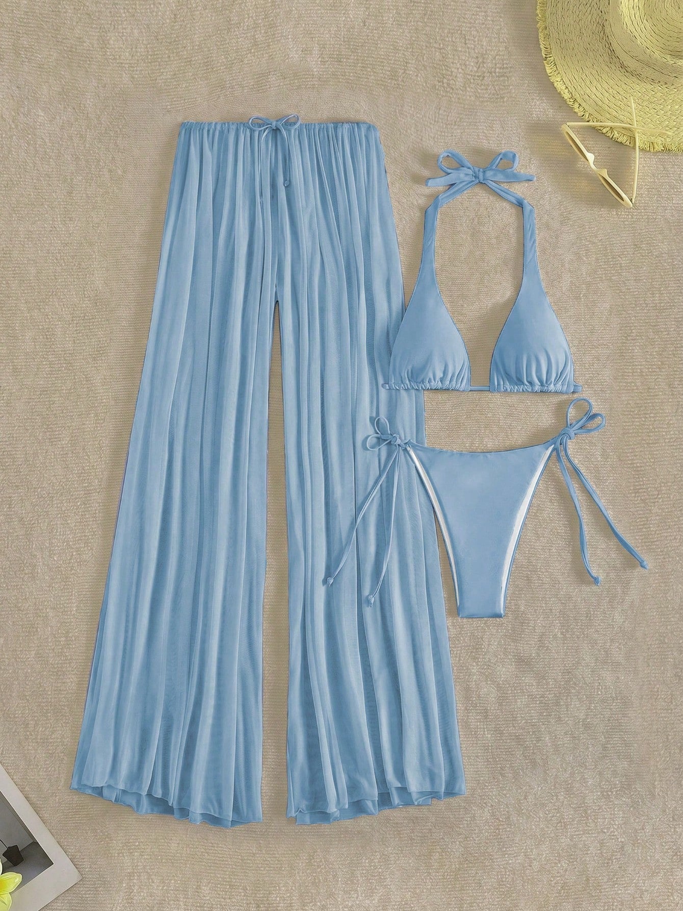 2026 New Women's Swimwear Set, Backless Deep V Swimwear And Triangle Swim Trunks Summer Vacation Beach - image 4