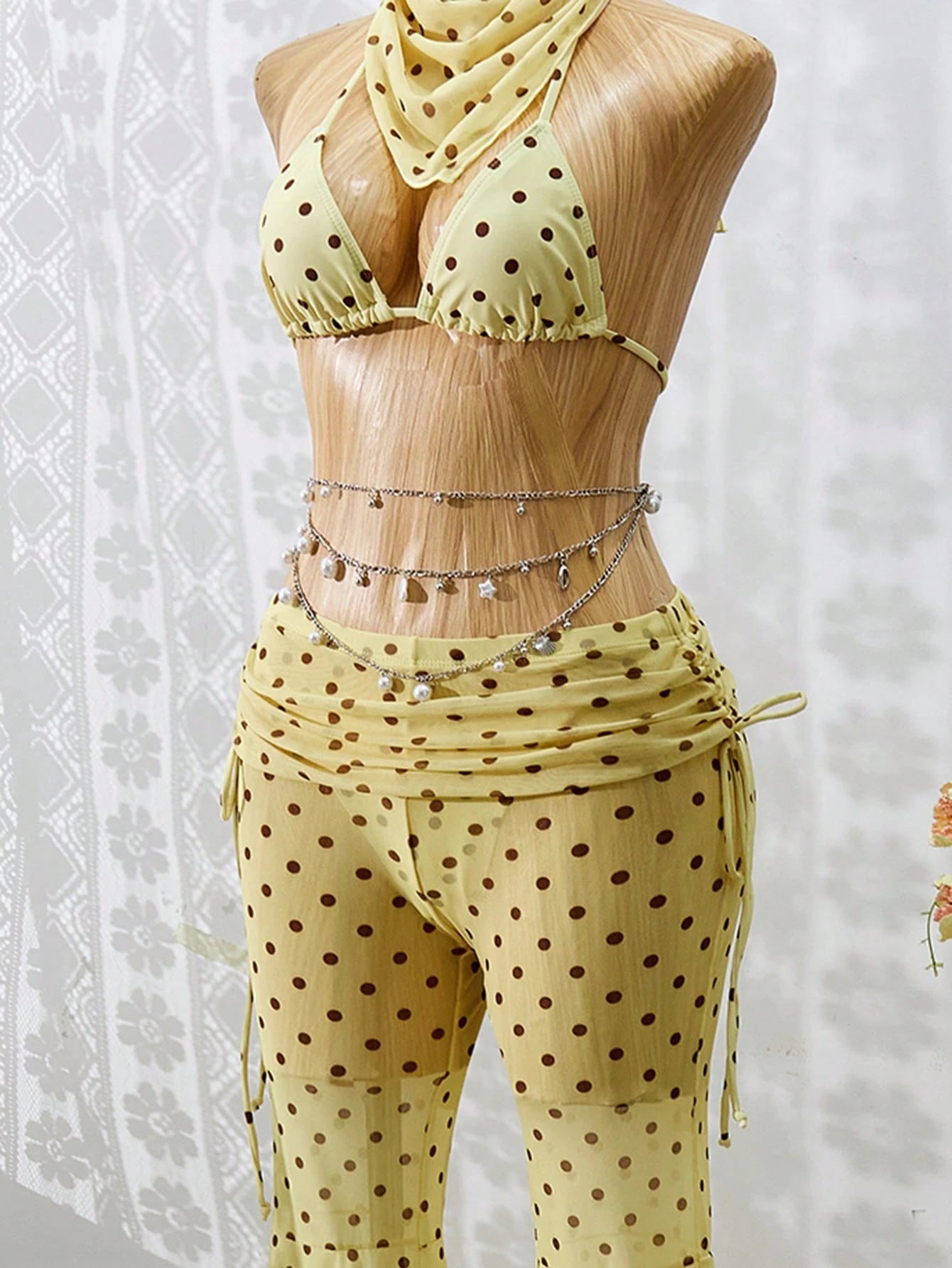 Women's Bikini Set, French Vintage Black & White Polka Dot Bikini
