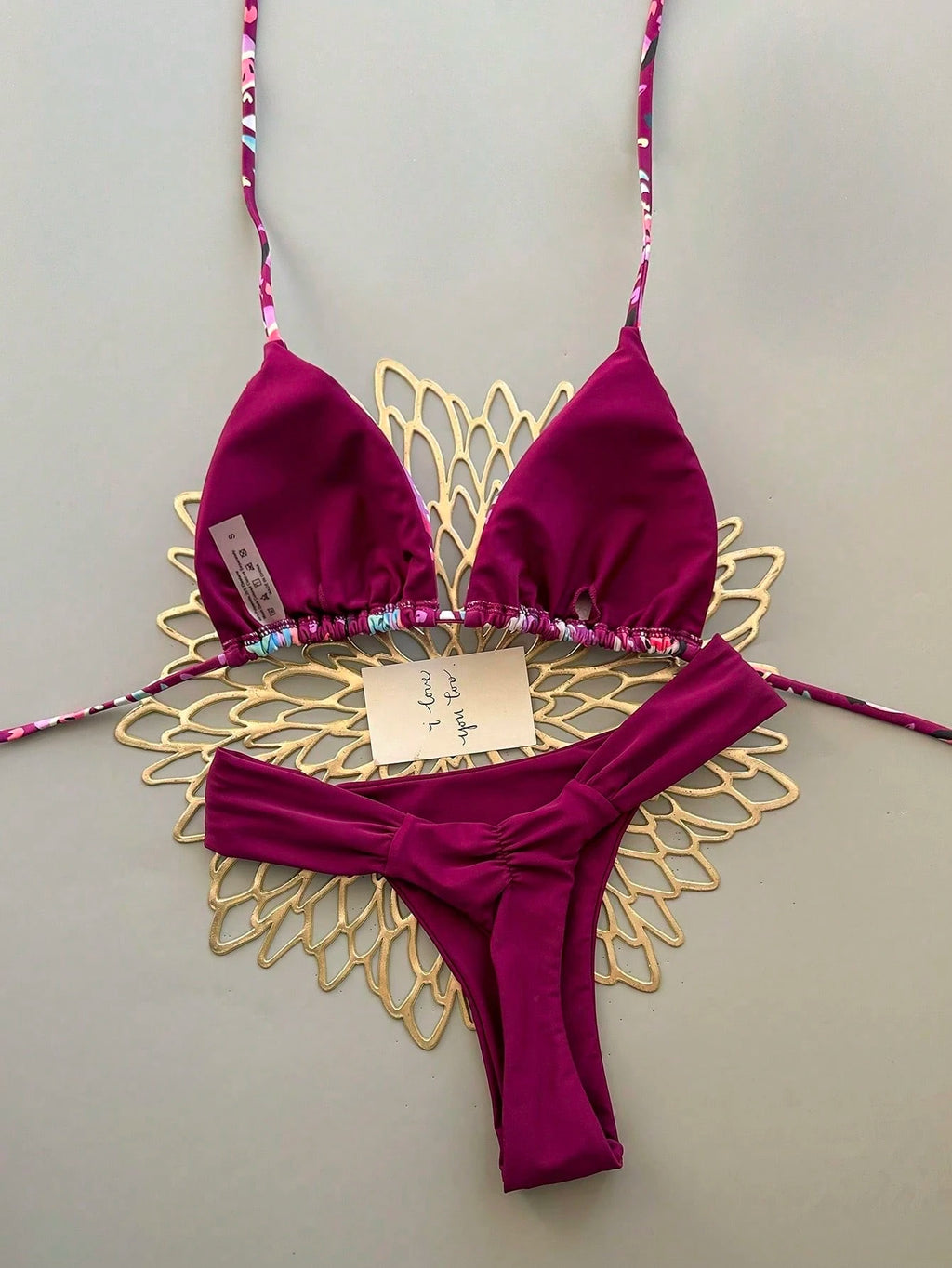 Women's Casual Spaghetti Strap Drawstring Bikini Set, Colorful Banana