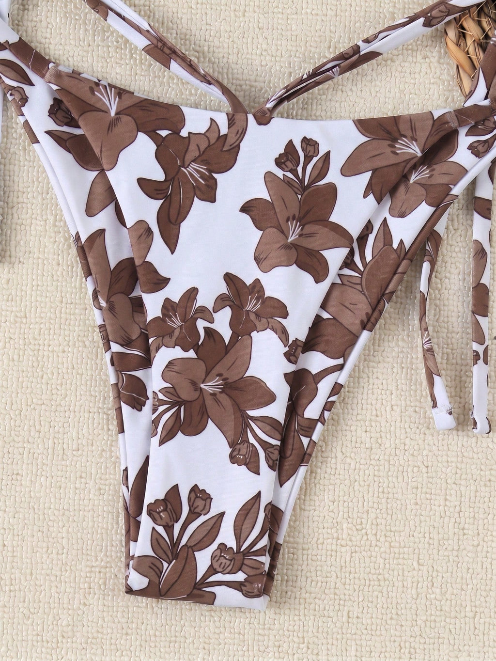 Spring/Summer New Bohemian Style Green Lace-Up Bikini, Elegant Sexy Casual Floral Print With Contrast Trim, - image 16