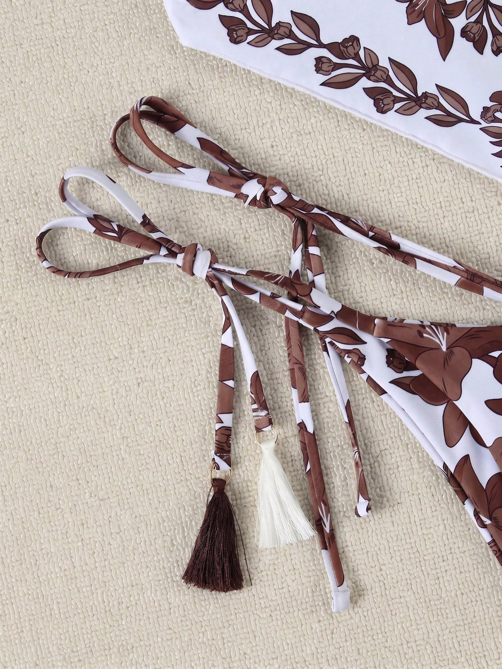 Spring/Summer New Bohemian Style Green Lace-Up Bikini, Elegant Sexy Casual Floral Print With Contrast Trim, - image 17