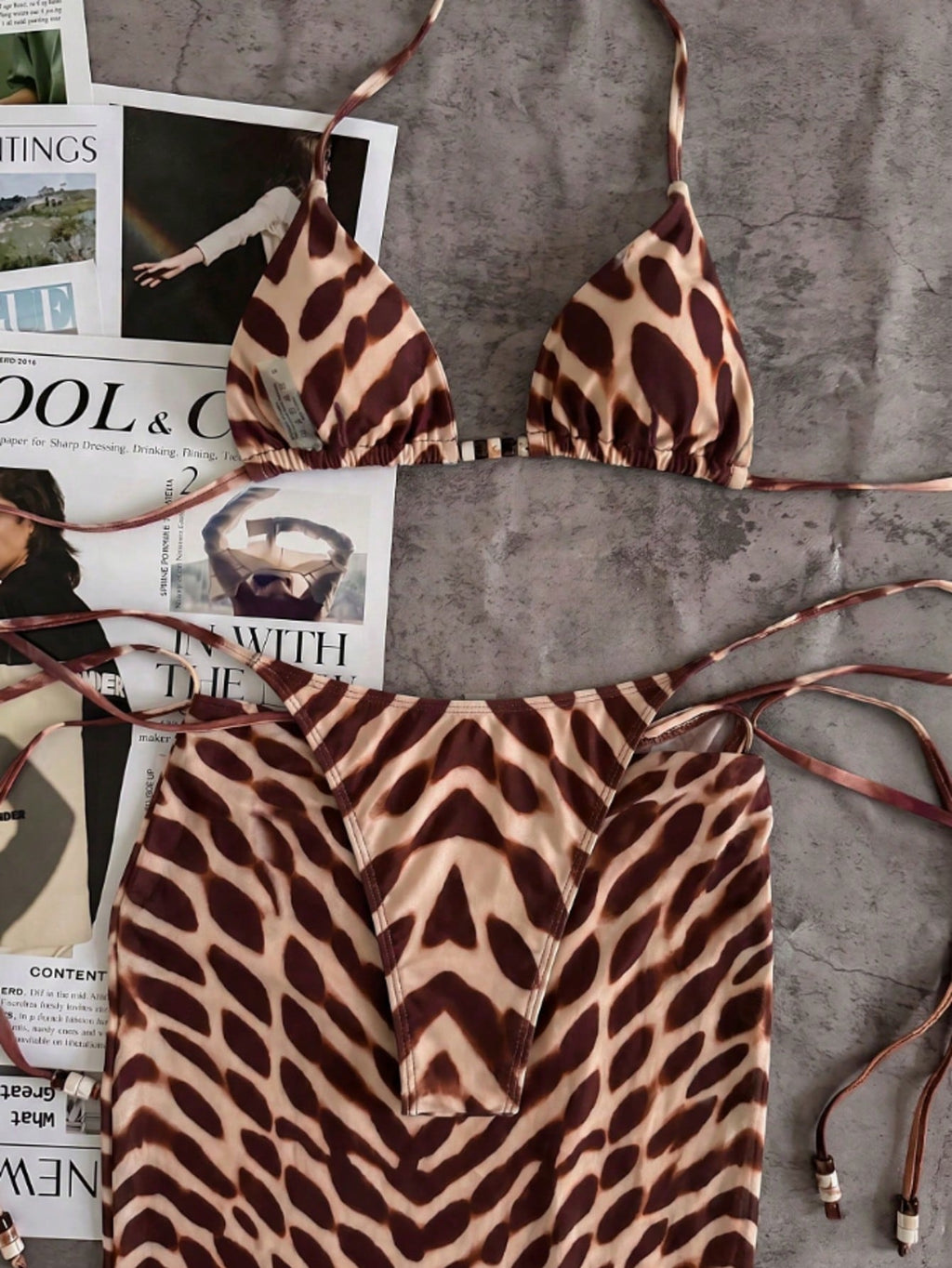 New Spring/Summer Women's Green Tie-Dye Halter Sexy Casual Elegant Bikini Set Se