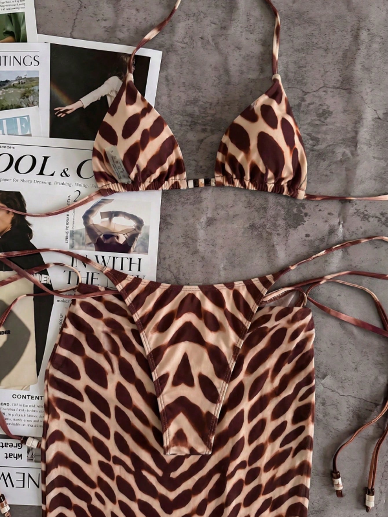 New Spring/Summer Women's Green Tie-Dye Halter Sexy Casual Elegant Bikini Set Se