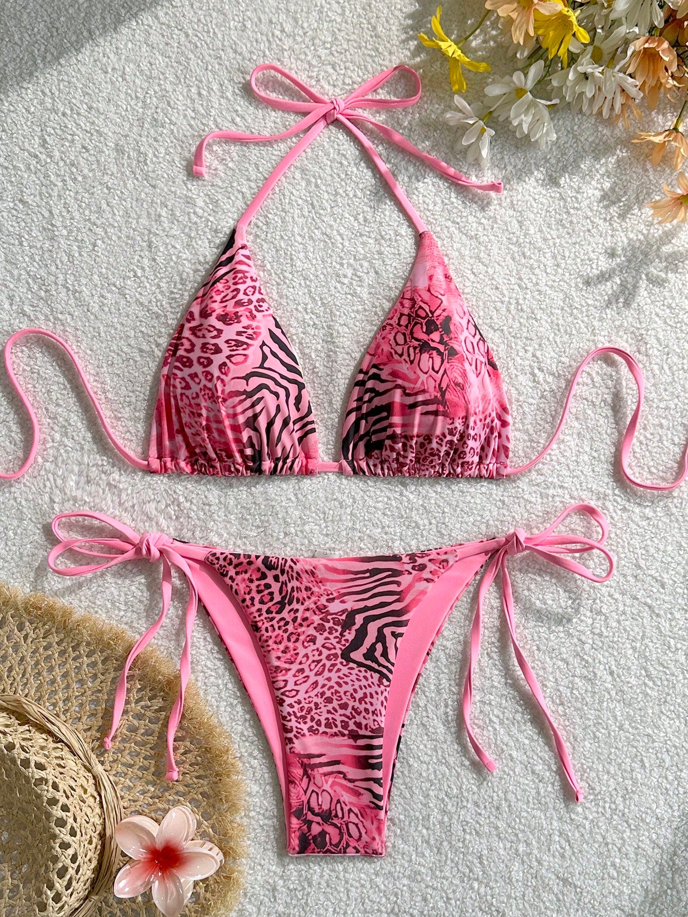 Sexy Vintage Leopard Print Pattern Bikini Two Pieces Swimwear For