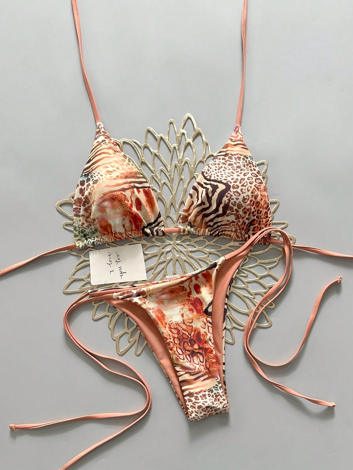 Sexy Vintage Leopard Print Pattern Bikini Two Pieces Swimwear For