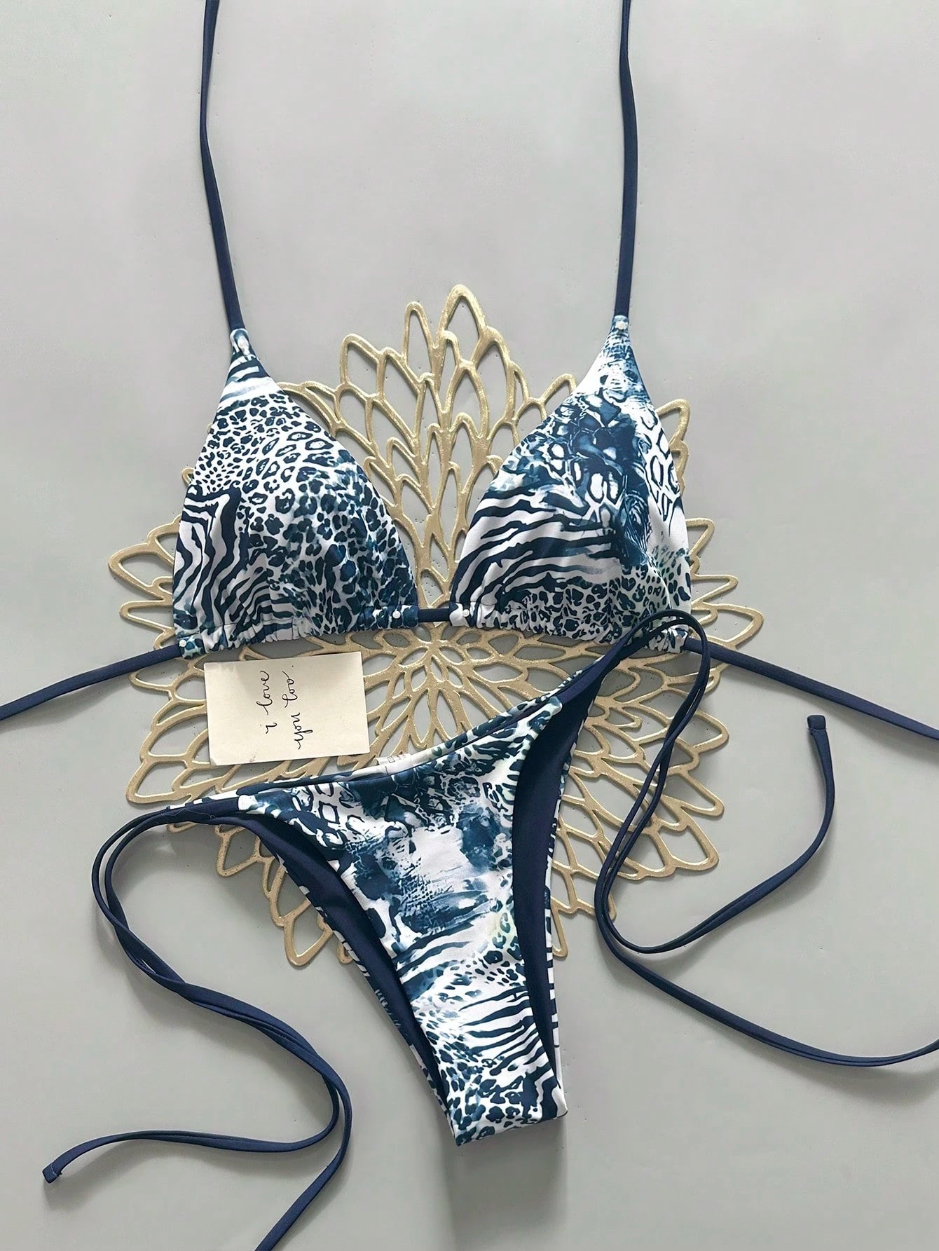 Sexy Vintage Leopard Print Pattern Bikini Two Pieces Swimwear For