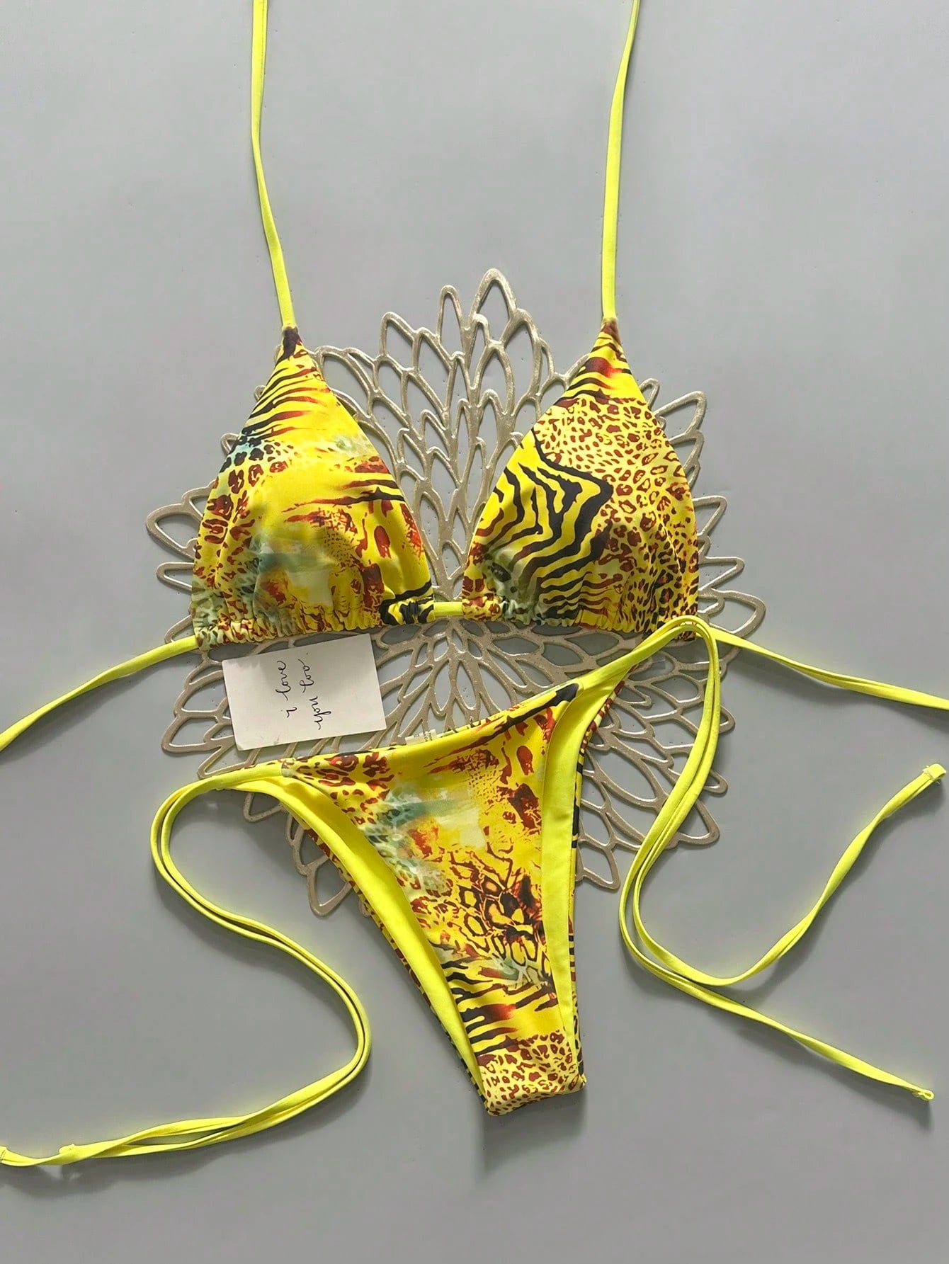 Sexy Vintage Leopard Print Pattern Bikini Two Pieces Swimwear For