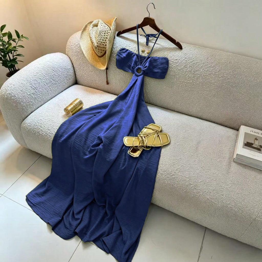 Women's Vacation Style Midi Dress, Print Backless Hollow Out Spaghetti Strap Dress, Summer Party Elegant - image 13