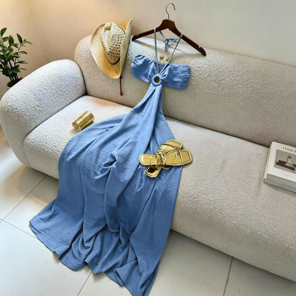 Women's Vacation Style Midi Dress, Print Backless Hollow Out Spaghetti Strap Dress, Summer Party Elegant - image 10