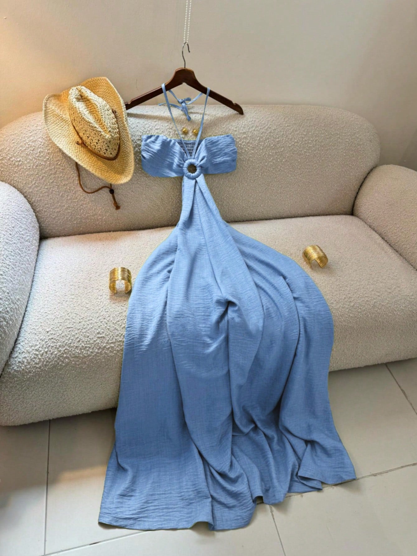 Women's Vacation Style Midi Dress, Print Backless Hollow Out Spaghetti Strap Dress, Summer Party Elegant - image 8