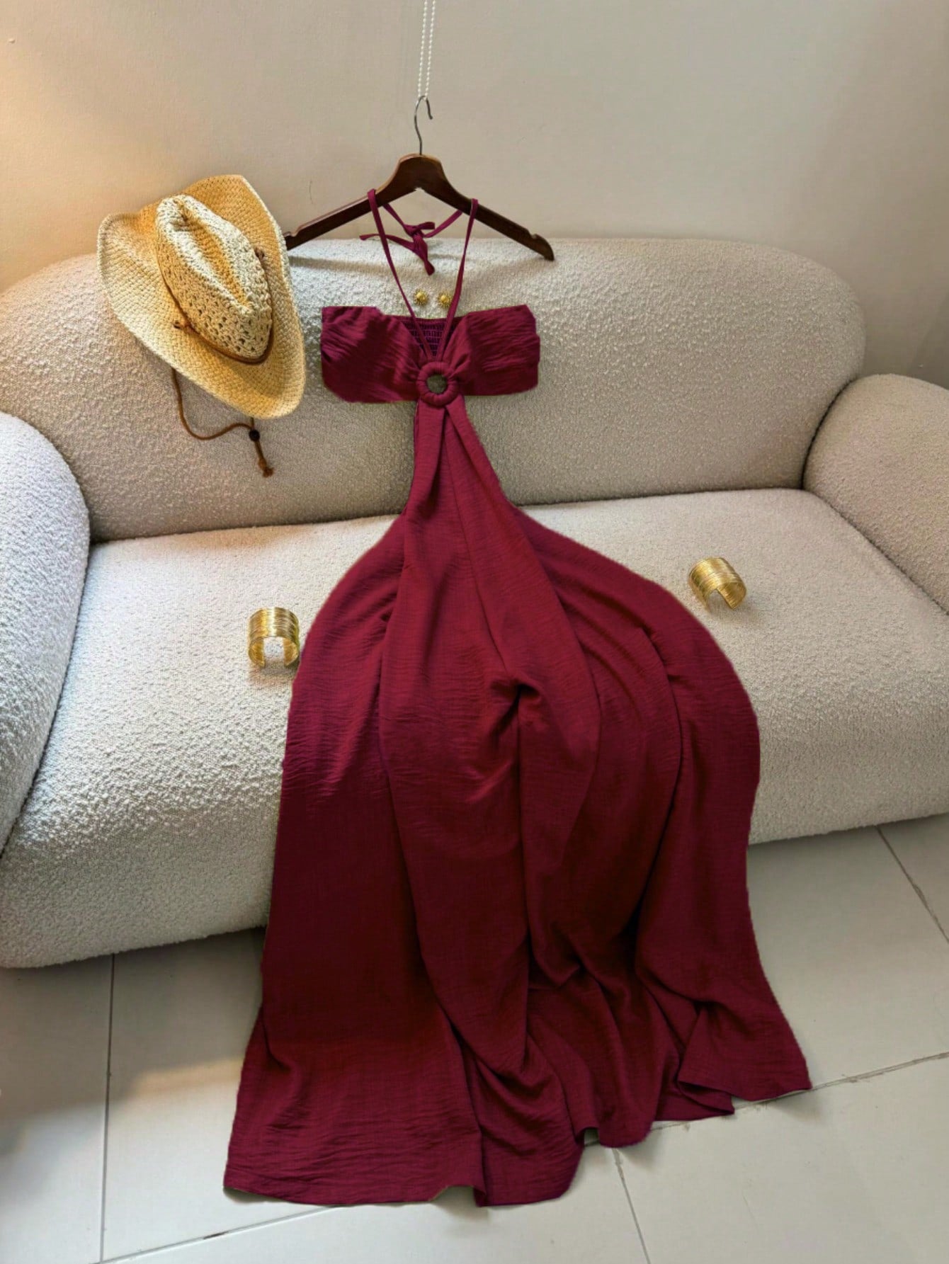 Women's Vacation Style Midi Dress, Print Backless Hollow Out Spaghetti Strap Dress, Summer Party Elegant - image 5