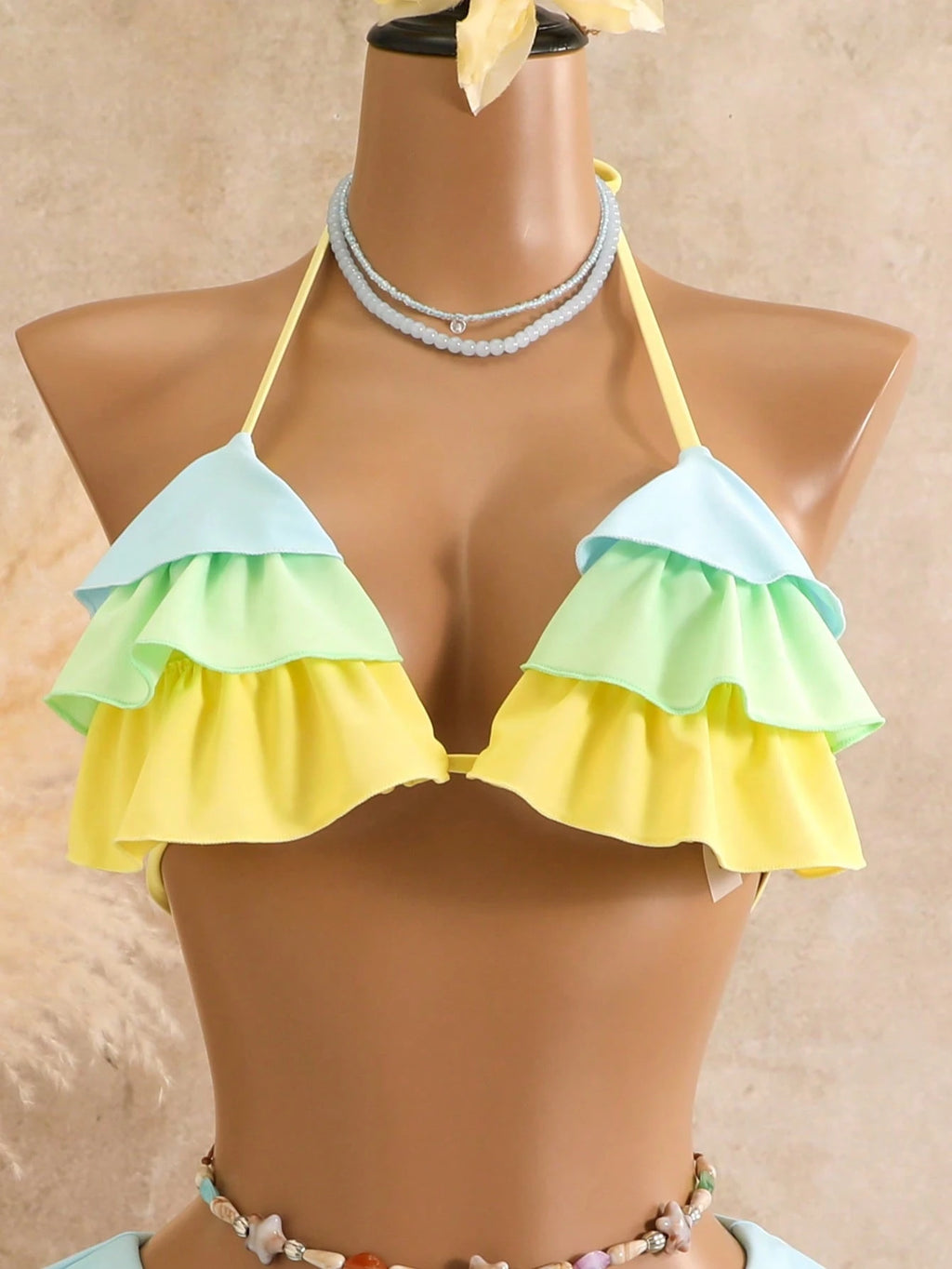 Swim Mod New Women's Ruffled Bikini Set, Sexy & Cute Beach Swimwear For Summer V