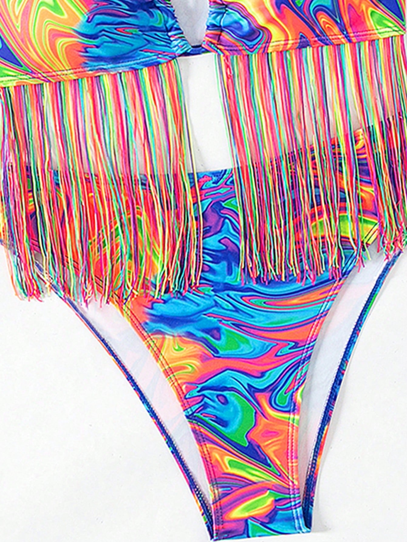 Swim Summer Beach All Over Print Criss Cross Halter Neck Bikini Set Sexy Swimsuitswimsuit Set - image 5