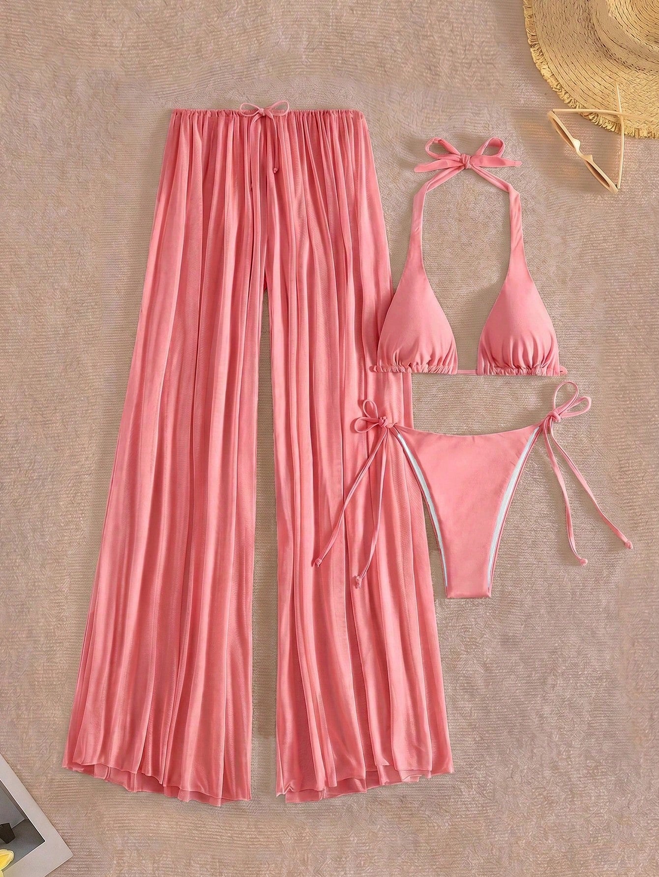2026 New Women's Swimwear Set, Backless Deep V Swimwear And Triangle