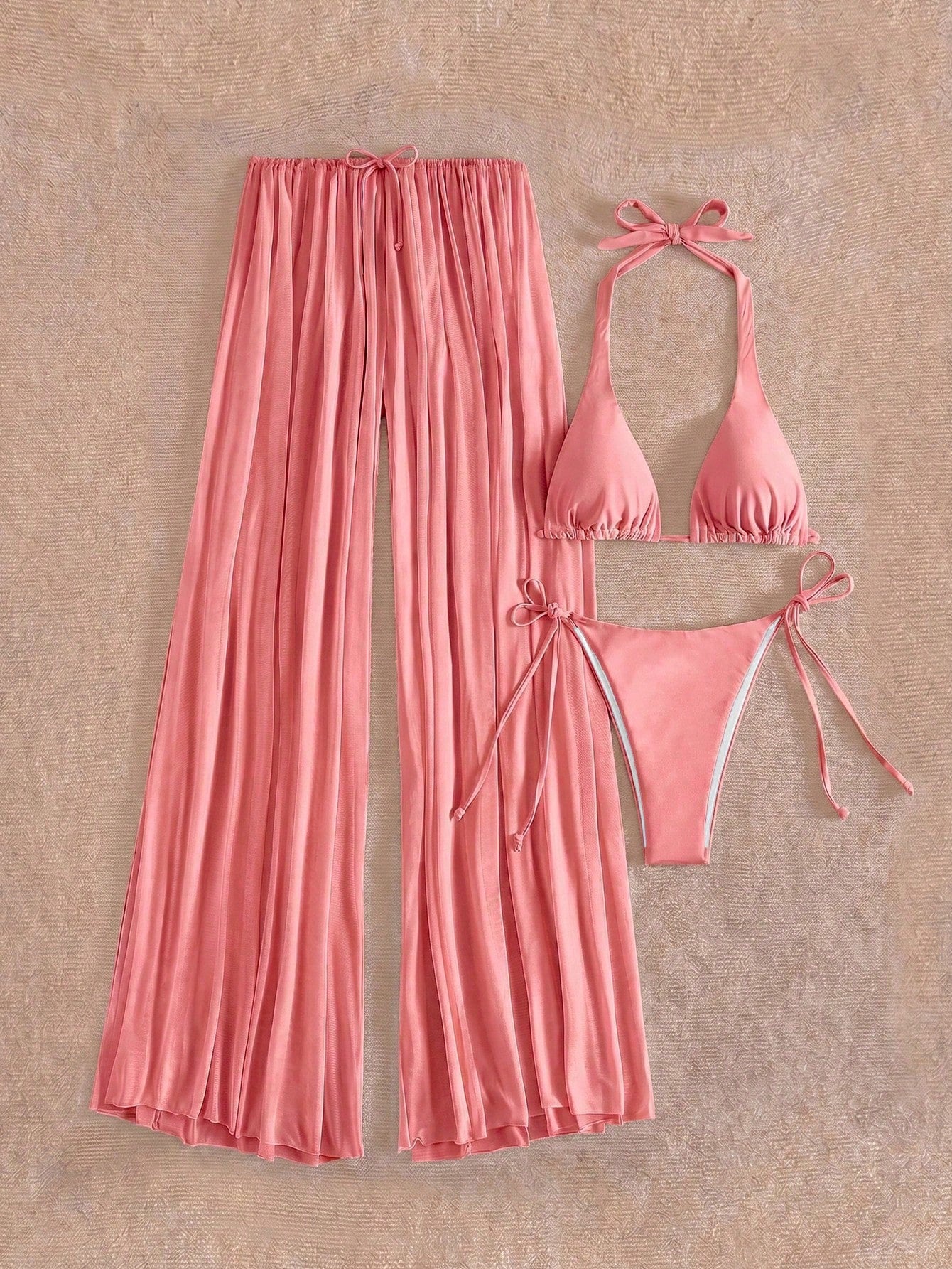 2026 New Women's Swimwear Set, Backless Deep V Swimwear And Triangle