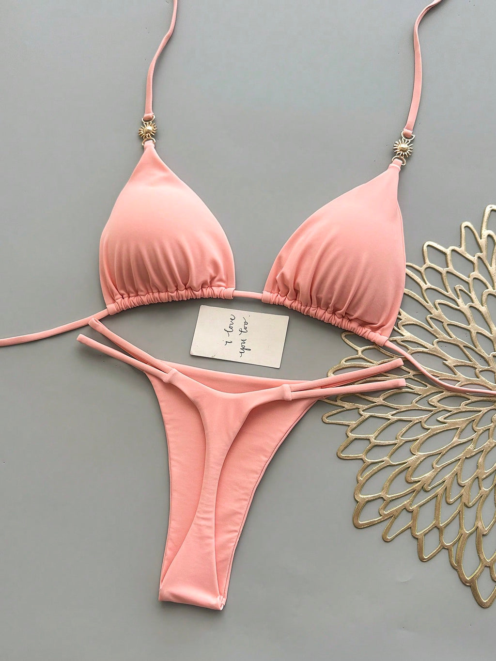 2pcs Casual Elegant Sexy Bohemian Floral Tie-Dye Trim Bikini Swimwear, Suitable