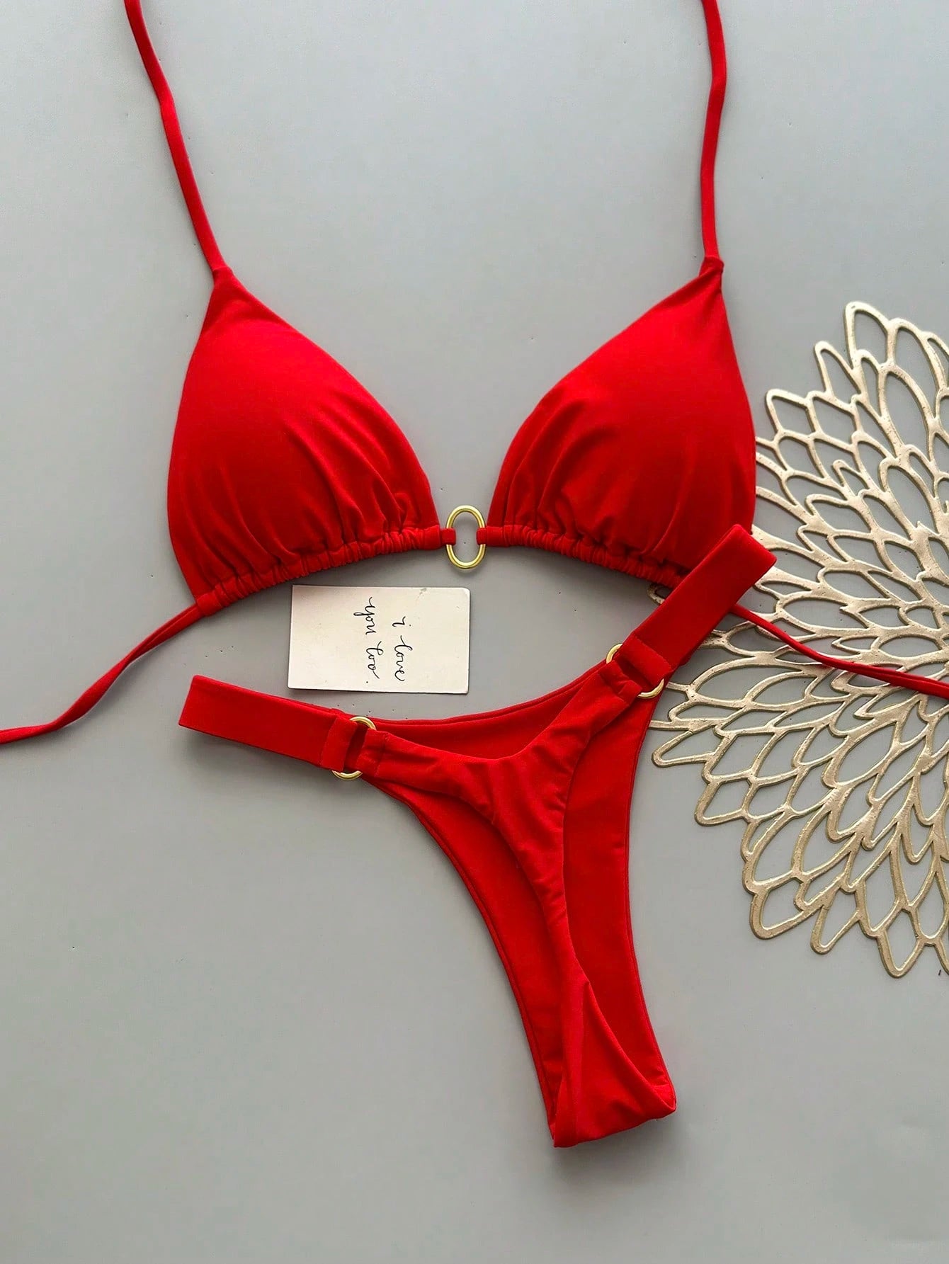 Women's Halter Tie Bikini Set, High Elasticity Sexy Bohemian Style