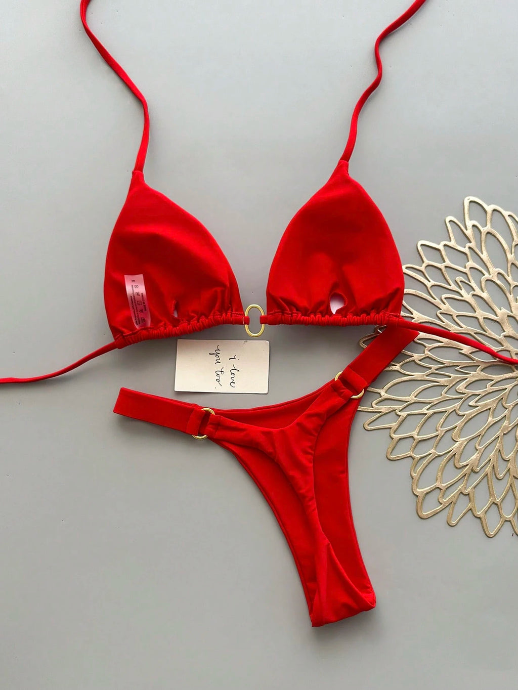 Women's Halter Tie Bikini Set, High Elasticity Sexy Bohemian Style