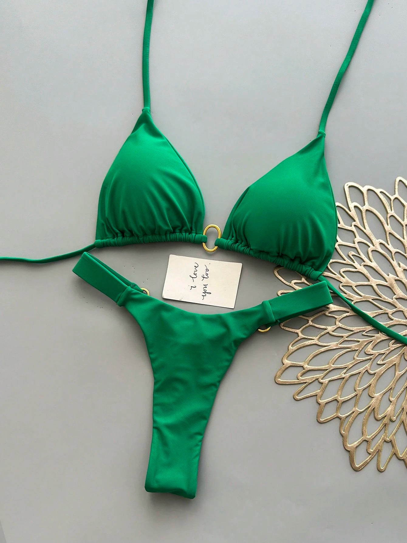 Women's Halter Tie Bikini Set, High Elasticity Sexy Bohemian Style