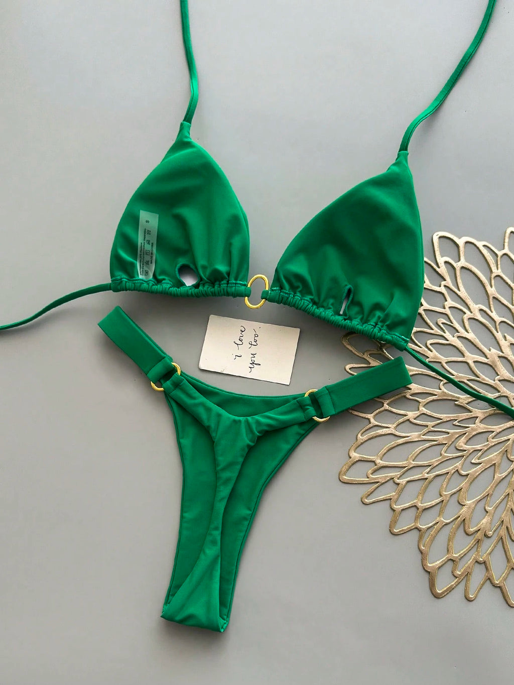 Women's Halter Tie Bikini Set, High Elasticity Sexy Bohemian Style
