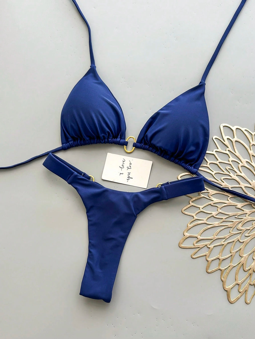 Women's Halter Tie Bikini Set, High Elasticity Sexy Bohemian Style