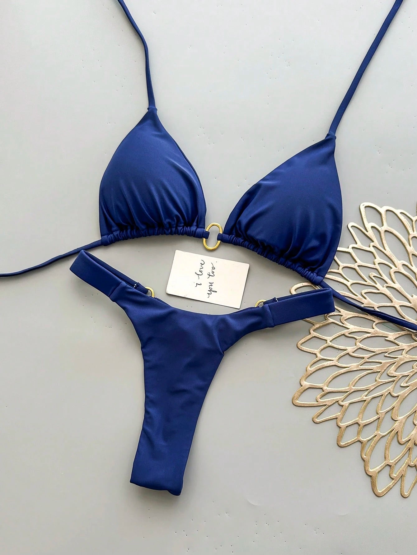 Women's Halter Tie Bikini Set, High Elasticity Sexy Bohemian Style