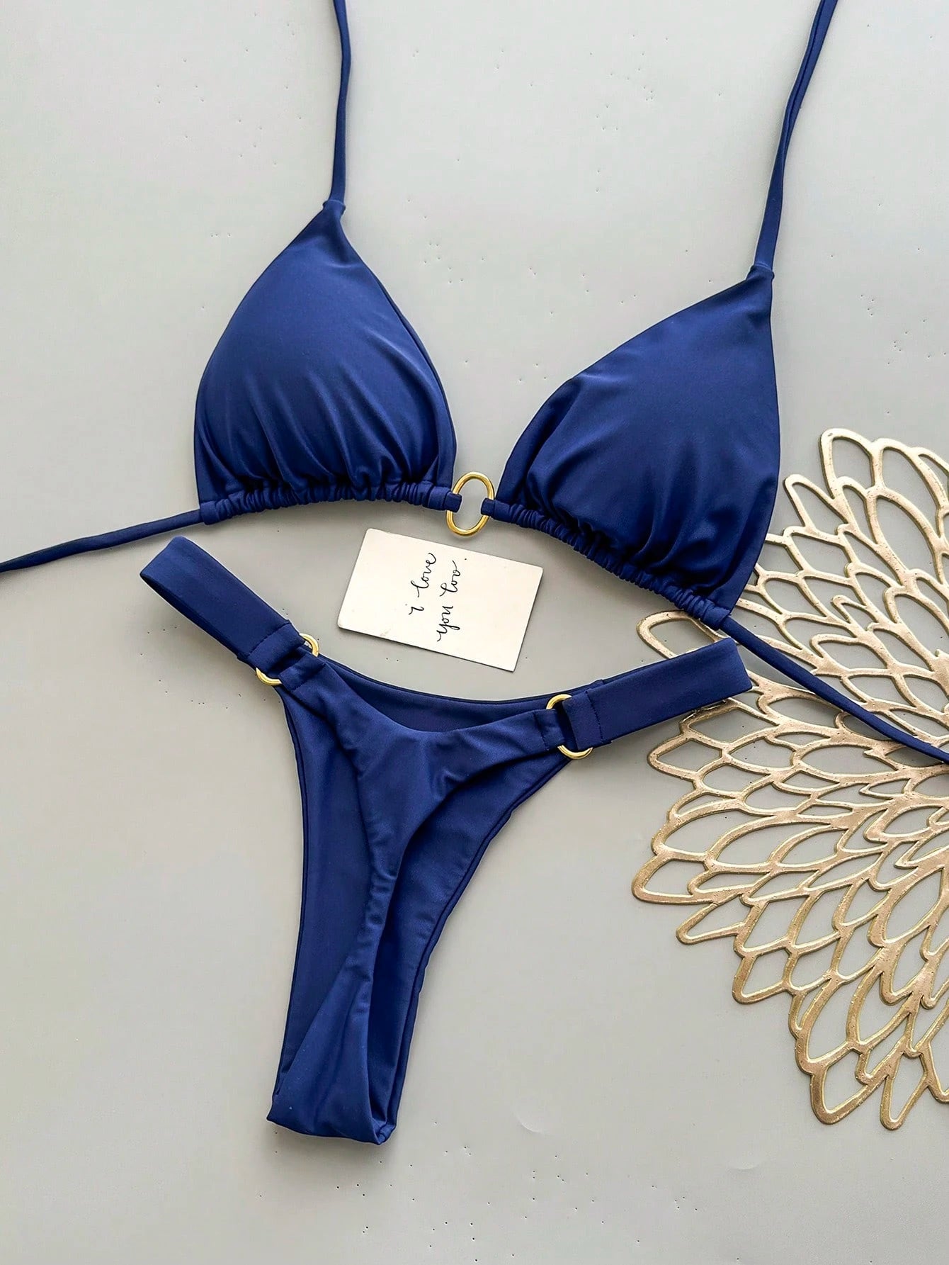 Women's Halter Tie Bikini Set, High Elasticity Sexy Bohemian Style