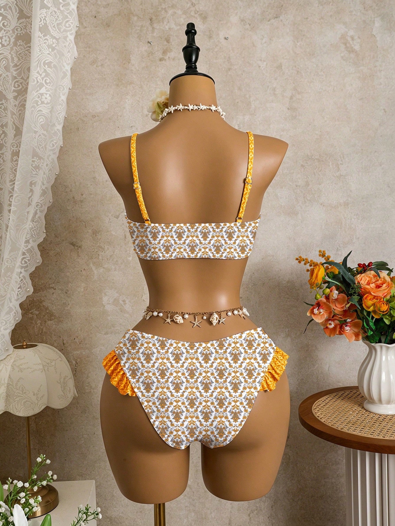 Bellisia Women's Summer Beach Floral Print Ruffle Trim Sexy Bikini Swimwear Set - image 15